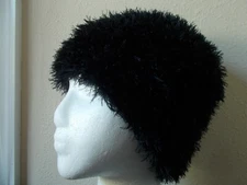 Hand knitted warm and fuzzy beanie/hat, black