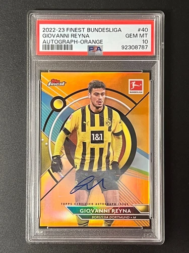 2022-23 Finest Bundesliga Giovanni Reyna #40 PSA 10 Autograph Orange /15