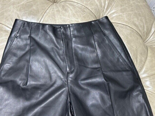 Authentic New $1195 VINCE Black Leather Pants Size 0 - Picture 4 of 7