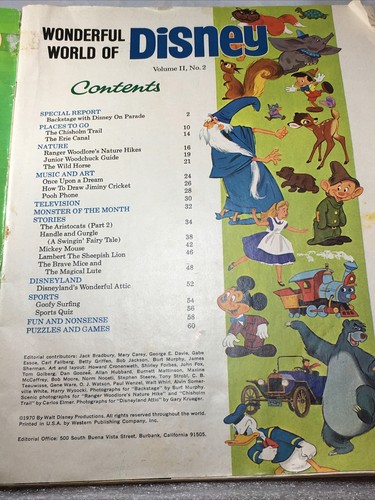 VTG Wonderful World Of Disney Paper Magazine 1970 Vol. II No. 2 Gulf Sponsored - Picture 4 of 12