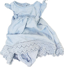Baby Gap Infant Girls 6-12M Denim Chambray Dress Decorative Hem W/Diaper Cover