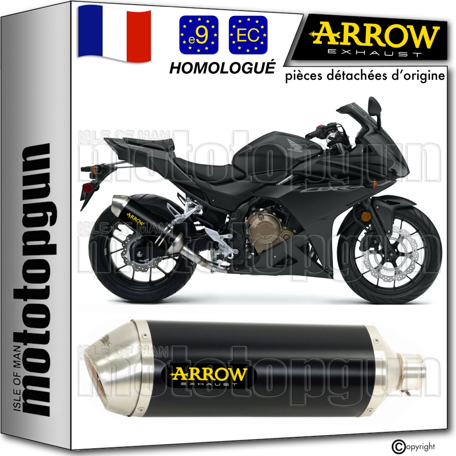 Ligne de silencieux Arrow Race-Tech noir haut de gamme pour Honda CBR 500 R millesime 2016