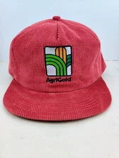 Vintage USA MADE K Brand Corduroy Agri Gold Farm Trucker Hat Snapback Cap