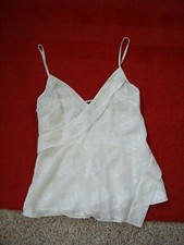 Likenew 255 Theory Silk Blend Embroidered Slip Top Asymmetrical Off White Sz P