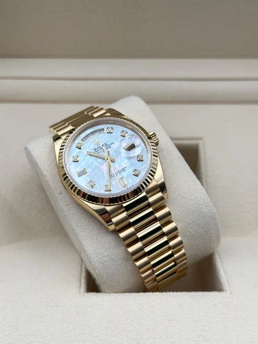 Rolex Day Date 128238 Yellow Gold Mother Of Pearl Dial 36mm Watch