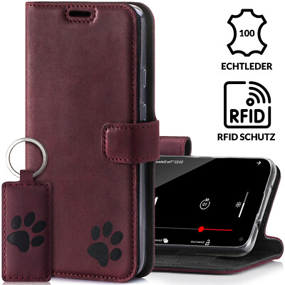 SURAZO  Echtleder Hülle Schutzhülle Flip Case Handyhülle Lederhülle Cover Tasche