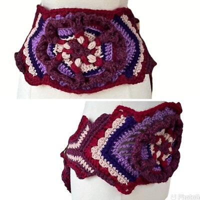 Vintage Wide Colorful Crochet Festival Boho Hippie Waist  display picture 2