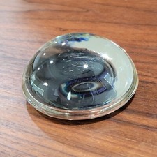 Vintage Clear Glass Convex Dome Magnifying Paperweight 3 in