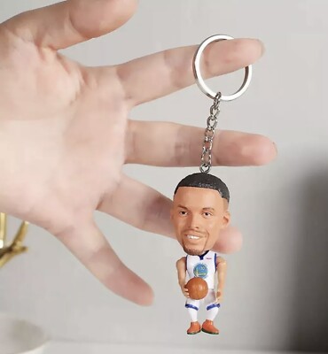 Mini Figure 3D Steph Curry Warriors White Dubs Basketball Keychain Golden State
