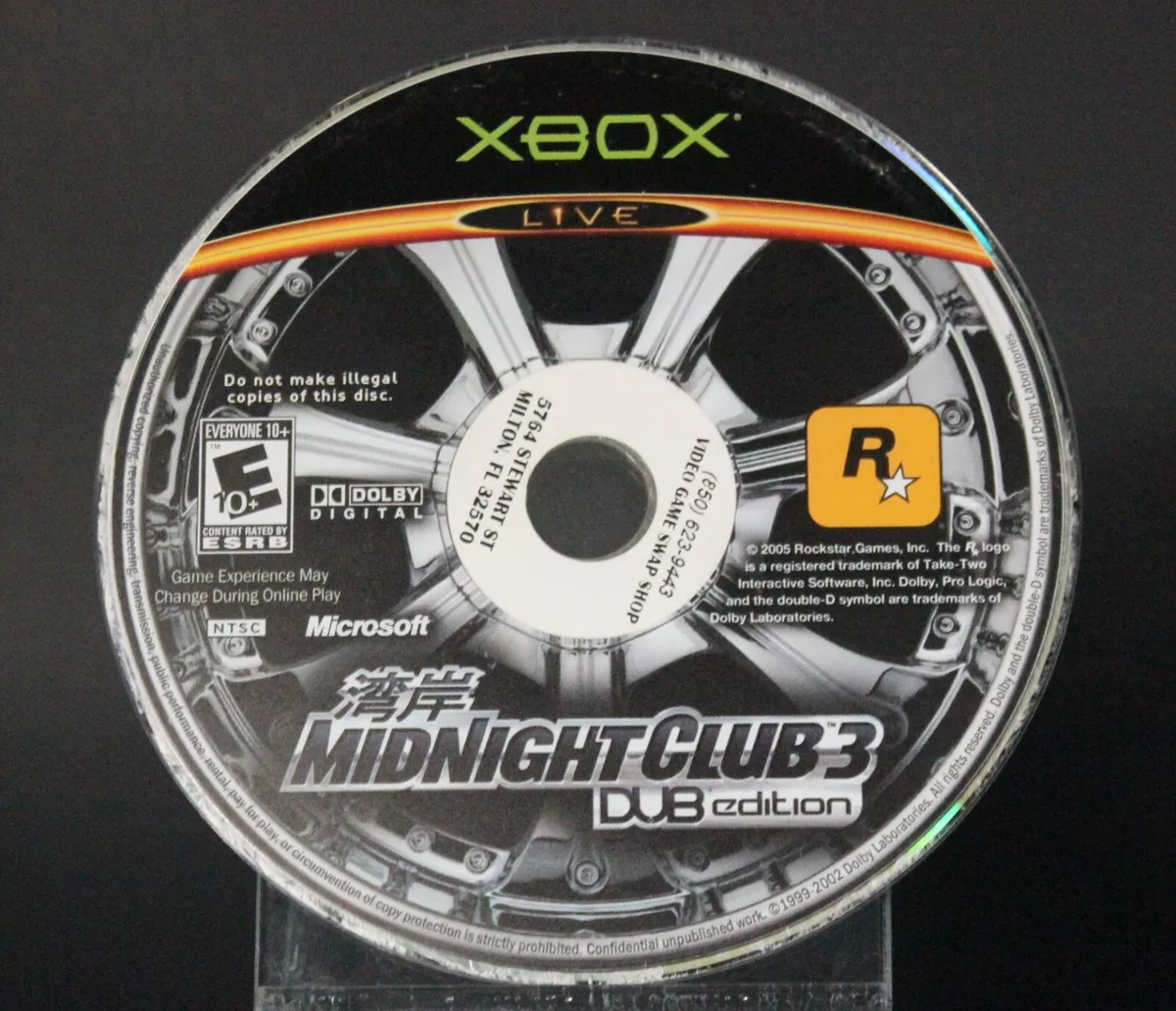 Midnight Club 3: DUB Edition with DUB TV bonus Disc XBOX - DISC ONLY -  TESTED! 710425295850