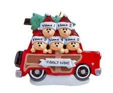 PERSONALIZED Bears in SUV - Family of 5 Christmas Ornament Keepsake Holiday Gift
