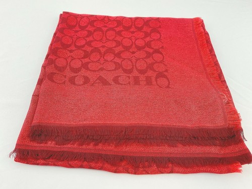 Sciarpa Coach FIRMA LUREX OVERSIZE QUADRATA (ALLENATORE F39414) RUBINO - Foto 1 di 3