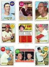(9) 1969 Topps Baseball. #412  Clean Mantle Unmarked Checklist. $38.95! Blow Out