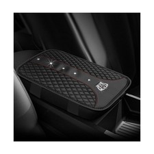 Bling Leather Car Center Console Cover, Anti-Slip Crown Armrest Seat Box Cush...