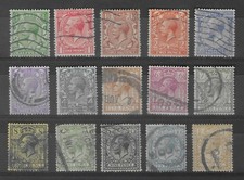 GREAT BRITAIN 1912-24 ROYAL CYPHER WMK SET (15) AVERAGE USED SG 351-396 (F915)