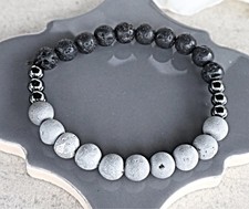 Earth Element Bracelet — Lava Stone & Druzy Agate