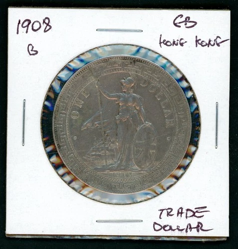 GREAT BRITAIN 1908 TRADE DOLLAR SILVER COIN - KM# T5 - AS SHOWN