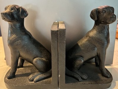 Black Lab Labrador Retriever Dog Bookends Resin Cast  (Pair) 8 inch tall