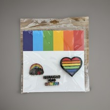 Set Of 3 Pride Pins LGBTQ LGBT Rainbow Progress Flag Enamel Pin Button