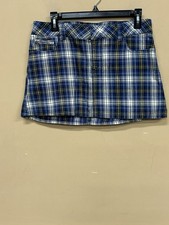Vintage 90s Y2K Abercrombie  Fitch Blue Plaid Micro Mini Skirt Low Rise Sz 6