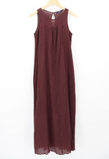 Madewell Women's Shirred Crinkled Gauzy Maxi Dress Brown Silk Blend Sleeveless S