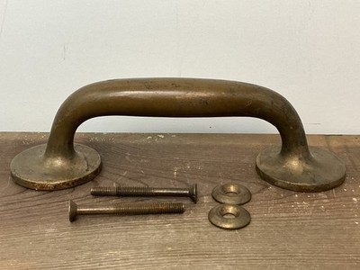 Vintage Large 7.5'' SOLID BRASS Heavy Door Pull Handle with Screws - Reclaimed