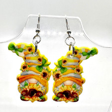 Sunflower Gnome Earrings Floral Jewelry Cute Spring Summer Accessory
