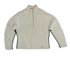 SMARTWOOL Womens Ivory Pullover Merino Wool 1/4 Zip Sweater Size M Mock Neck