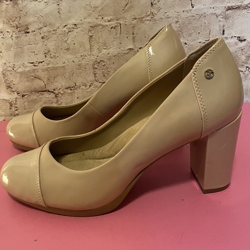 Giani Bernini Damen-Pumps hautfarben glatt Layne rund Cap-Toe Blockabsatz Größe 10 - Bild 1 von 9