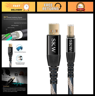 USB 2.0 DAC Audio Cable 9.8ft Type A to B for Computer, Sound Card, Headphone Am