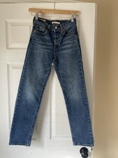 Levi's Premium Wedgie Straight Women's Jeans Blue Denim Button Pockets