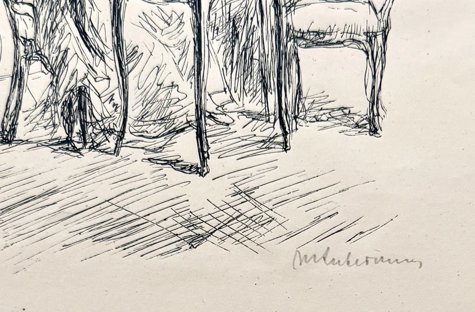 Max Liebermann. Zwei Damen im Salon, Holzschnitt, 20er-Jahre,  signiert - Bild 3 von 3
