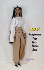 5PCS For Fashion Royalty Integrity PP NuFace Doll Dress Outfit Top Skirt Shoes