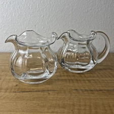 VTG Tiffany & Co Crystal Creamer & Sugar Set Ruffled Edge Signed
