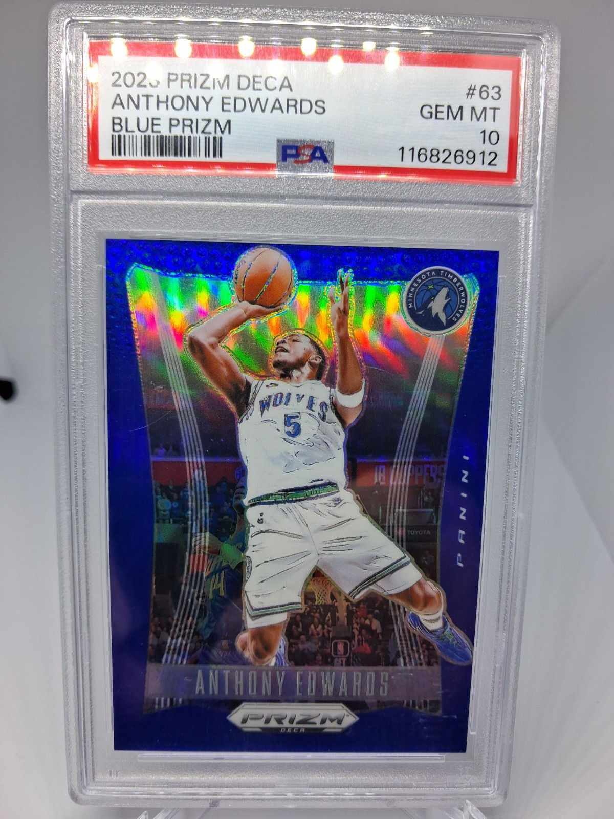 2023-24 Prizm Deca Anthony Edwards Blue #/149 Timberwolves PSA 10