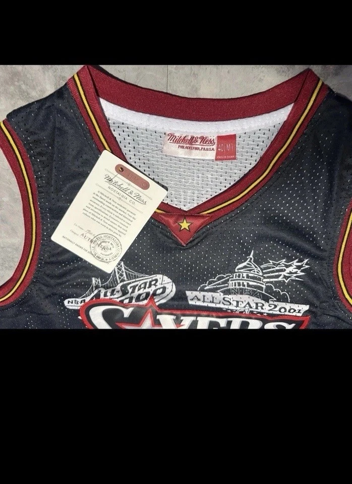 NWT Men’s Med Black Allen Iverson The Answer Philadelphia 76ers Sixers Jersey - Image 2 of 4