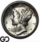 1945-S Mercury Dime Solid Gem BU++, Full Split Bands