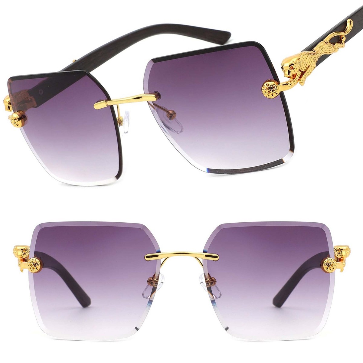 Designer Luxury Gold Emblem Rimless Hip Hop Rapper Square  display picture 1