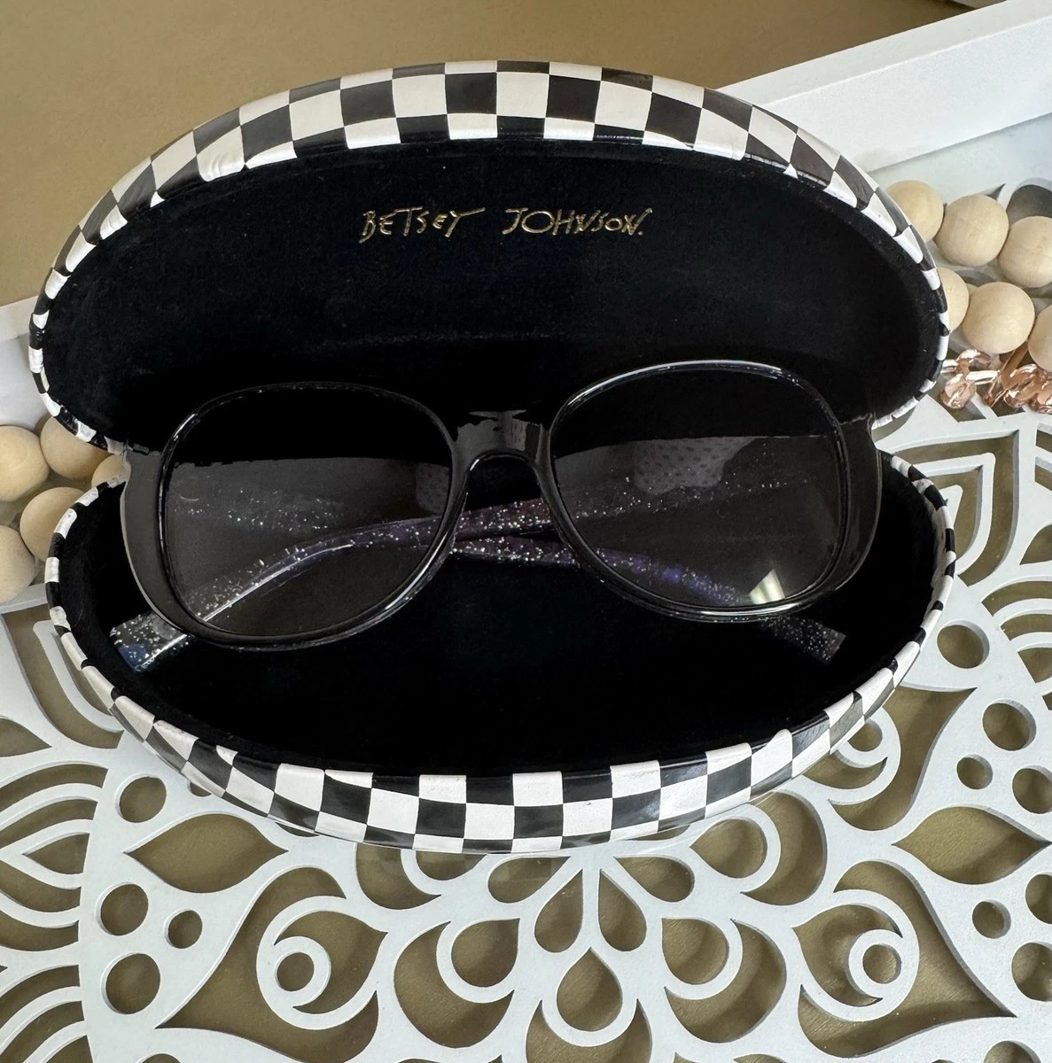 Betsey Johnson Black Round Sunglasses for Women - Chic UV Protection Amazon.com: Betsey Johnson Women main image 3