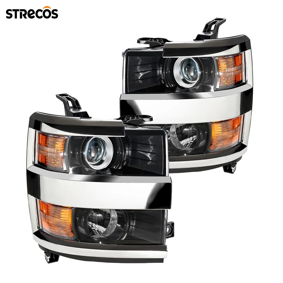 Halogen Headlights For 2015-2019 Chevy Silverado 2500HD 3500HD Pair Chrome Foto 4 de 4