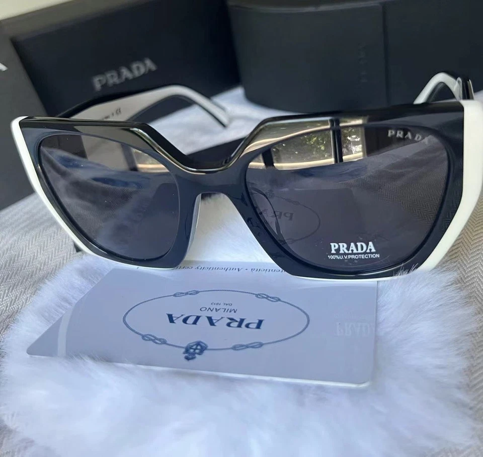 普拉达 PR15WS 09Q5S0 54 毫米黑色滑石深灰色女式太阳镜 — 第 3/4 张图片