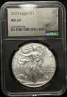 2020 - NGC MS 69 - American Silver Eagle One Dollar S$1 999 Fine 1 Oz Coin -006