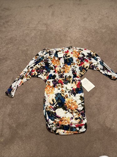 NEW Boston Proper Floral Chain Slim Shape Multi Color Medium Dress Lined Stretch