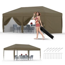 10x10FT Pop Up Canopy Tent with 4 Removable Sidewalls, Outdoor Heavy Canopy