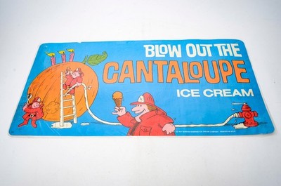 Baskin-Robbins Blow Out Cantaloupe Ice Cream Poster 1977 Vintage READ Laminated