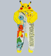 Pok mon Pikachu Hooded Zip Fleece One-Piece Pajama Sleeper Boys Size 4 -184