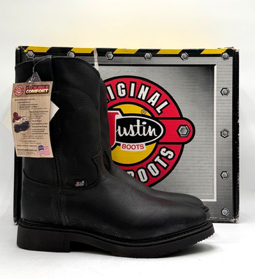 Justin Boots 4763 Men's NEW Slip On Work Boot Black Multiple Sizes