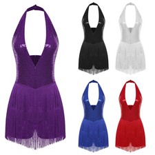 Womens Bodysuit Backless Dancewear Nightclub Jumpsuit Rumba Rompers Costume