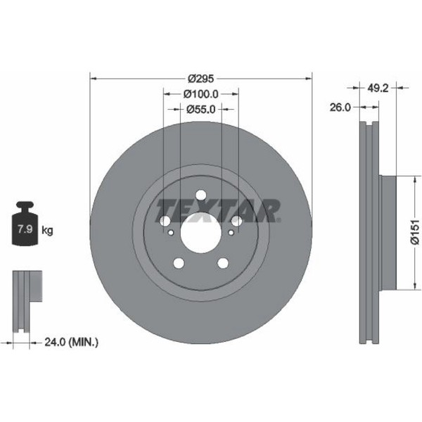 2X Textar 92135603 Bremsscheibe FüR Toyota Avensis T25-image