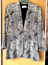 VINTAGE SILVER BLAZER JACKET TESSARA LONDON SPARKLE grey roses size 16 ladies vg